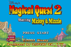 Magical Quest 2 Starring Mickey and Minnie title screen for GameBoy Advance